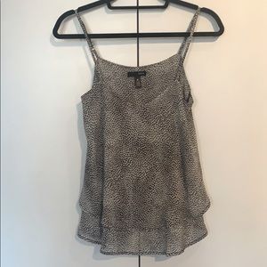 Aqua Black and White Animal Print Silky Tank